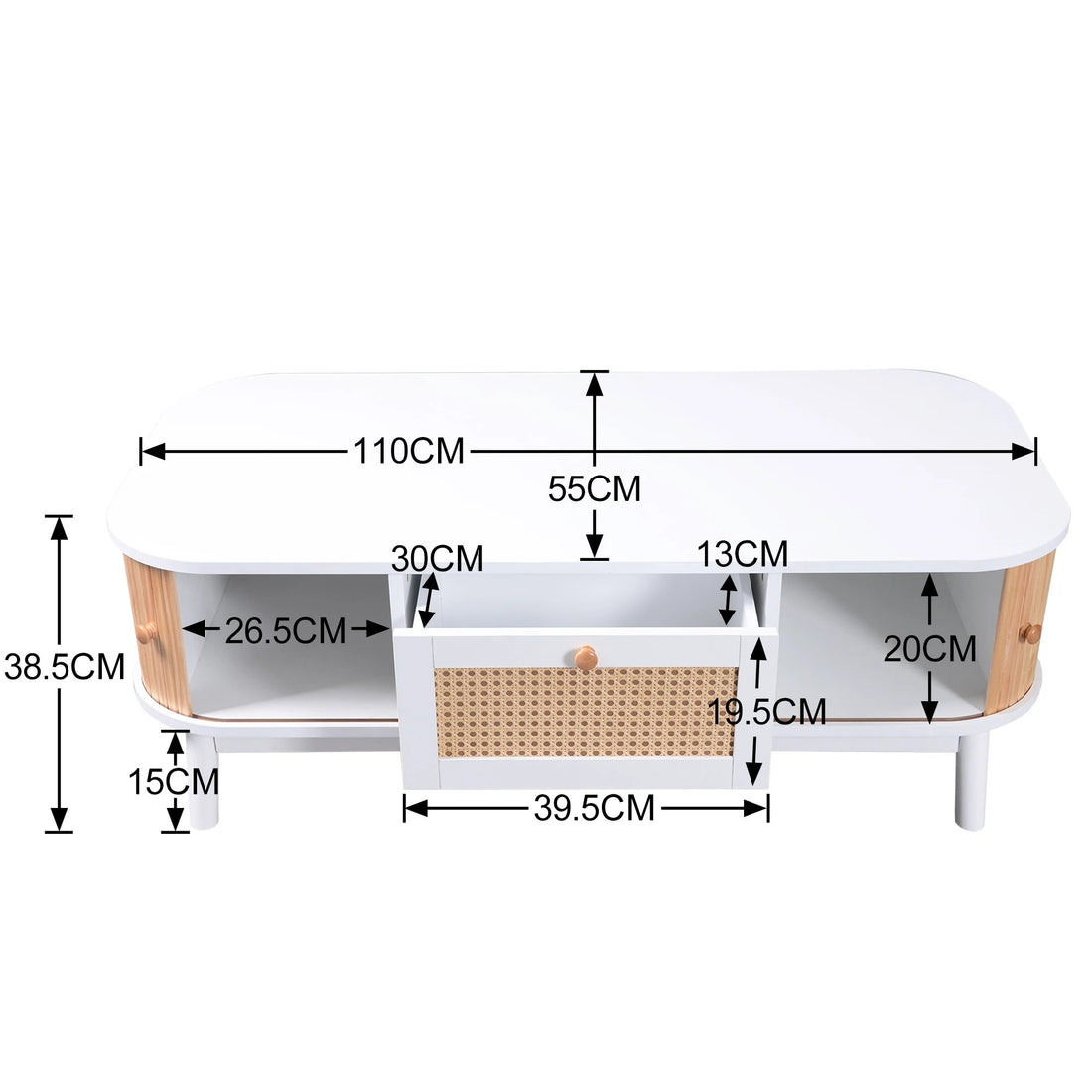 Table basse bois rectangulaire à coins rondes - vente privée 14:200004889WF304063WAA