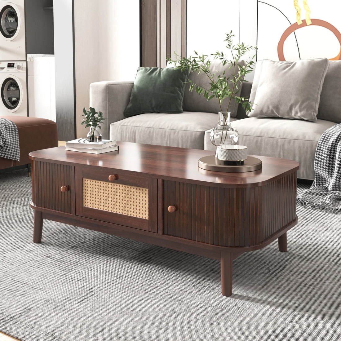 Table basse bois rectangulaire à coins rondes - vente privée 14:200004889WF304063WAA