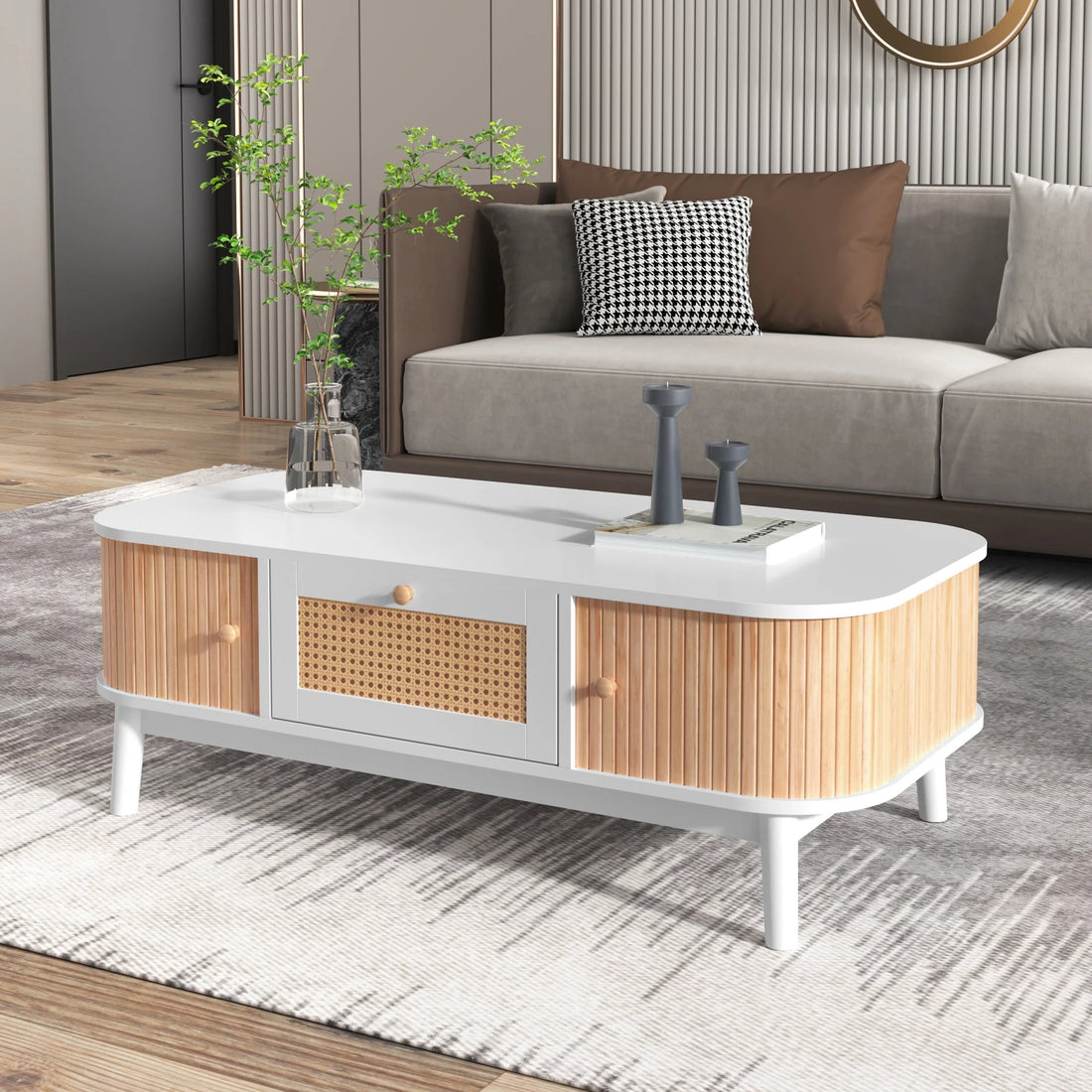 Table basse bois rectangulaire à coins rondes - vente privée 14:200004889WF304063WAA