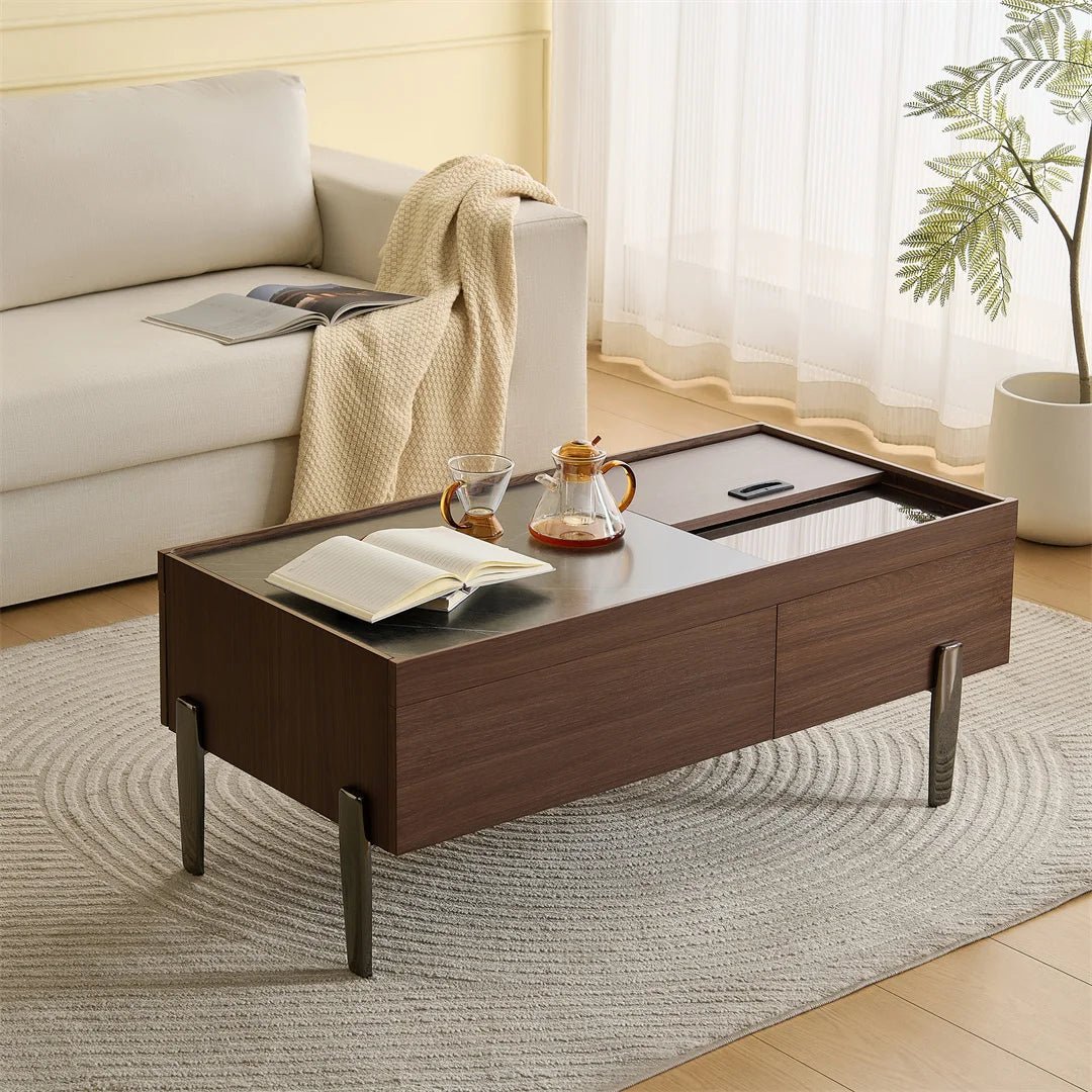 Table basse bois rectangulaire avec tiroirs - vente privée 14:200004889N621P307345S