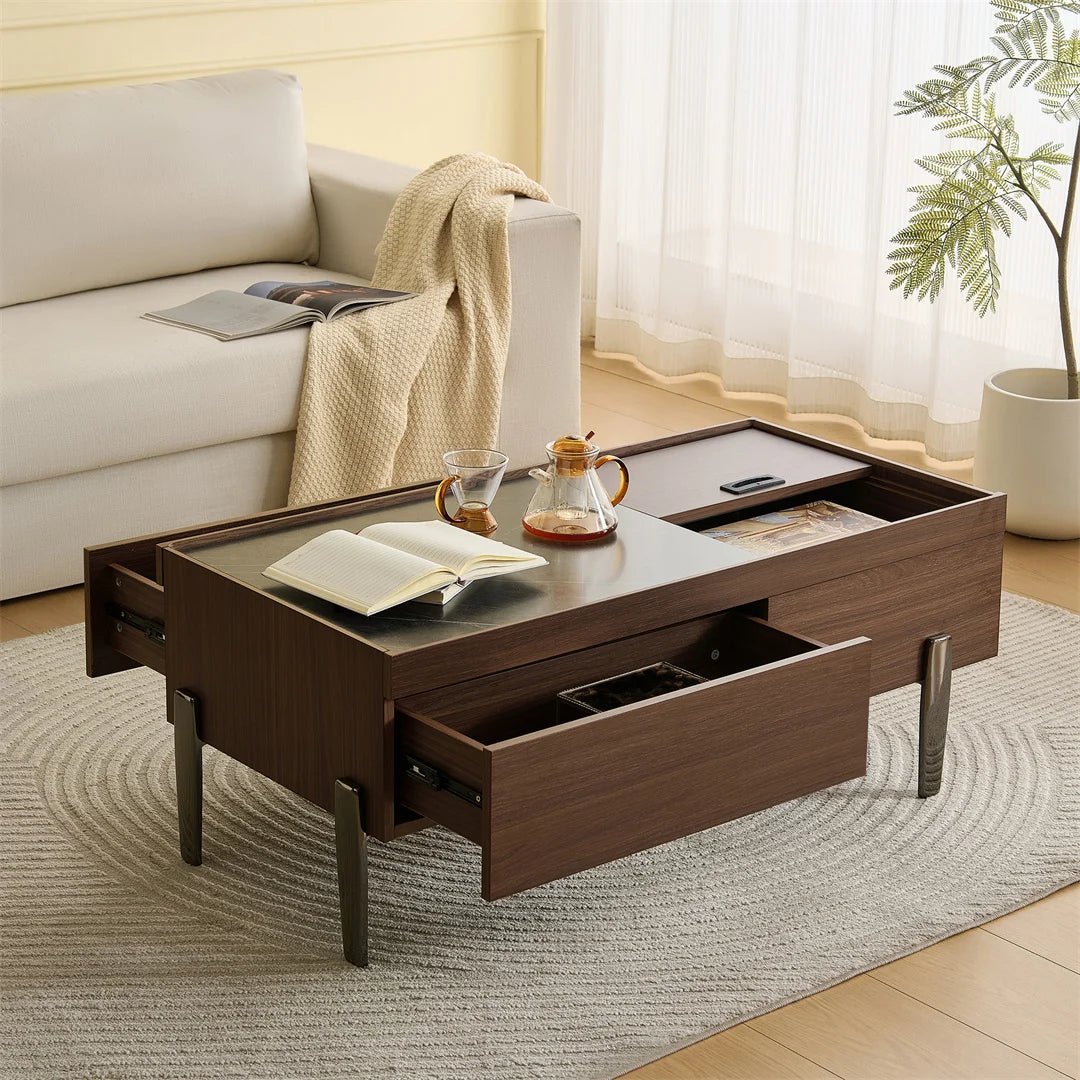 Table basse bois rectangulaire avec tiroirs - vente privée 14:200004889N621P307345S