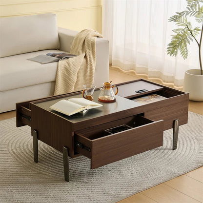 Table basse bois rectangulaire avec tiroirs - vente privée 14:200004889N621P307345S