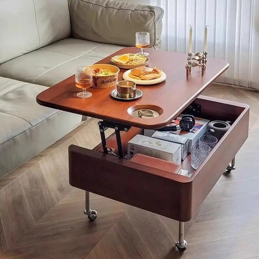 Table basse bois relevable à forme rectangulaire - vente privée 14:200004889Walnut-60-60-65cm