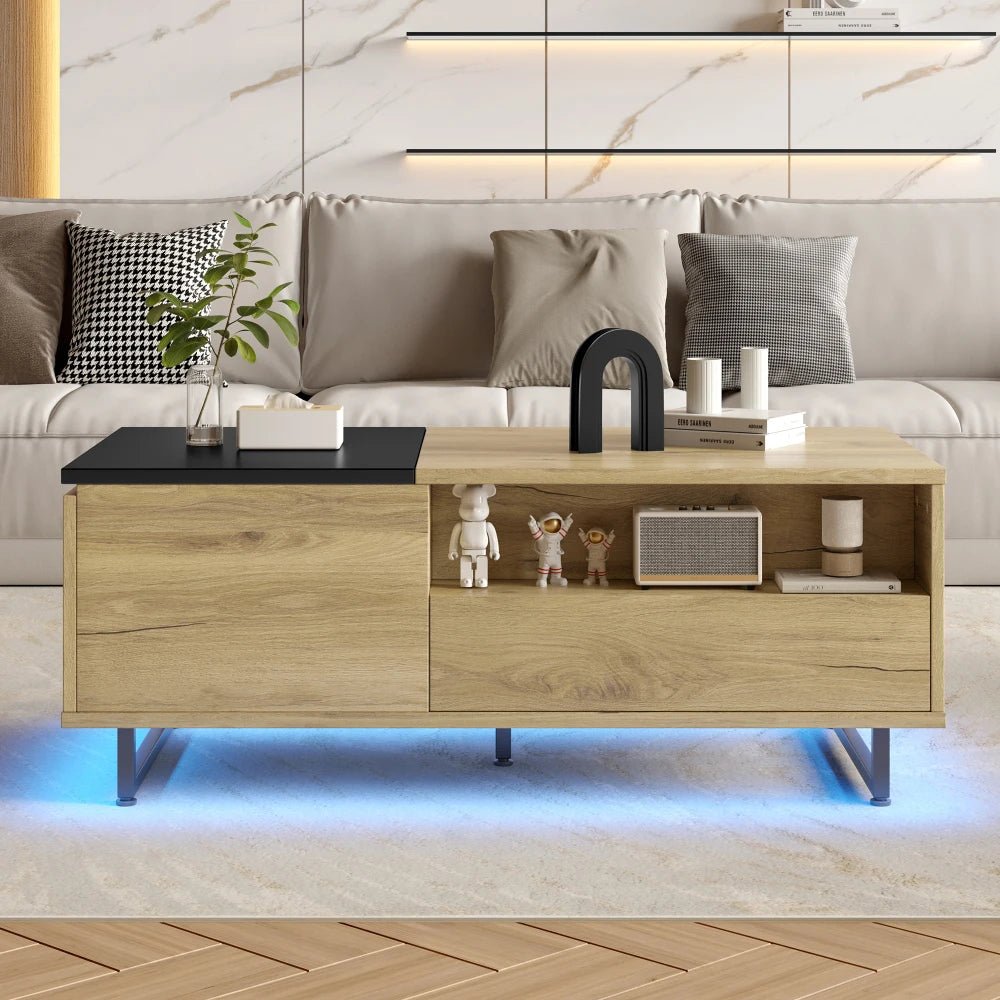 Table basse bois ronde et carré originale avec compartiments tiroirs - vente privée 14:200844062MDF + Contemporary;200007763:201336101