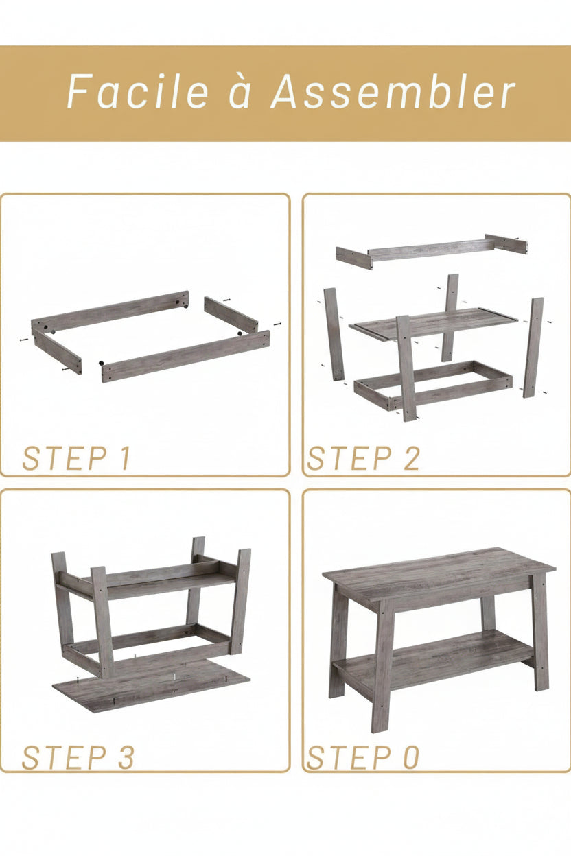 Table basse bois rustique à doubles plateaux - vente privée 14:200004889Grey;200007763:201336101