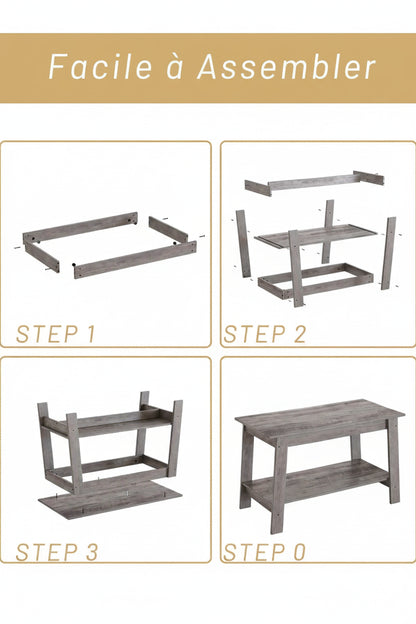 Table basse bois rustique à doubles plateaux - vente privée 14:200004889Grey;200007763:201336101