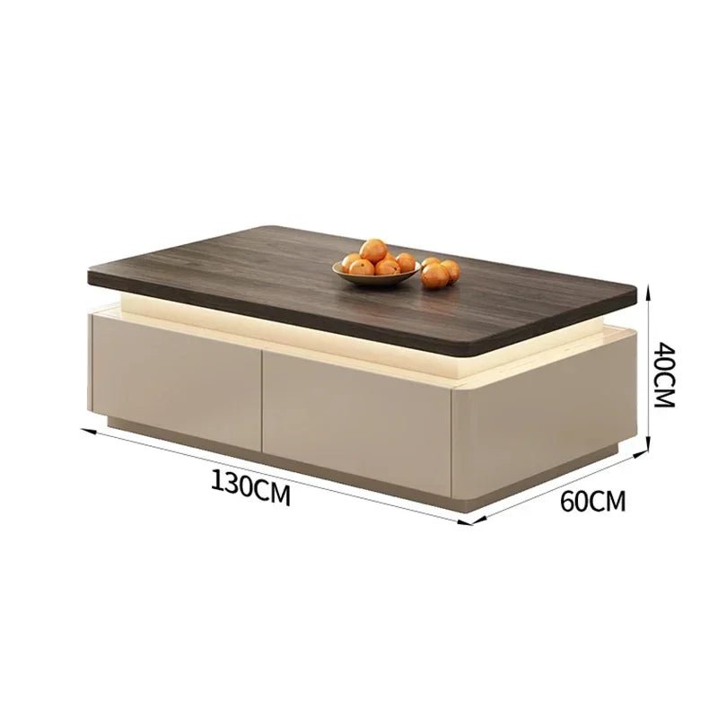 Table basse bois scandinave de luxe - vente privée 14:173120x60x40cm LED