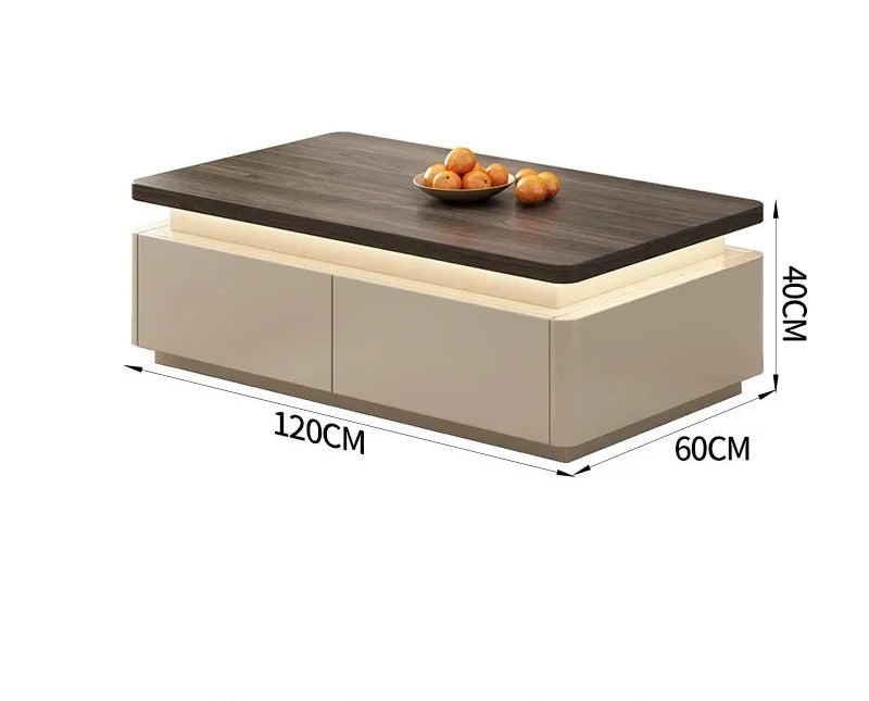 Table basse bois scandinave de luxe - vente privée 14:173120x60x40cm LED