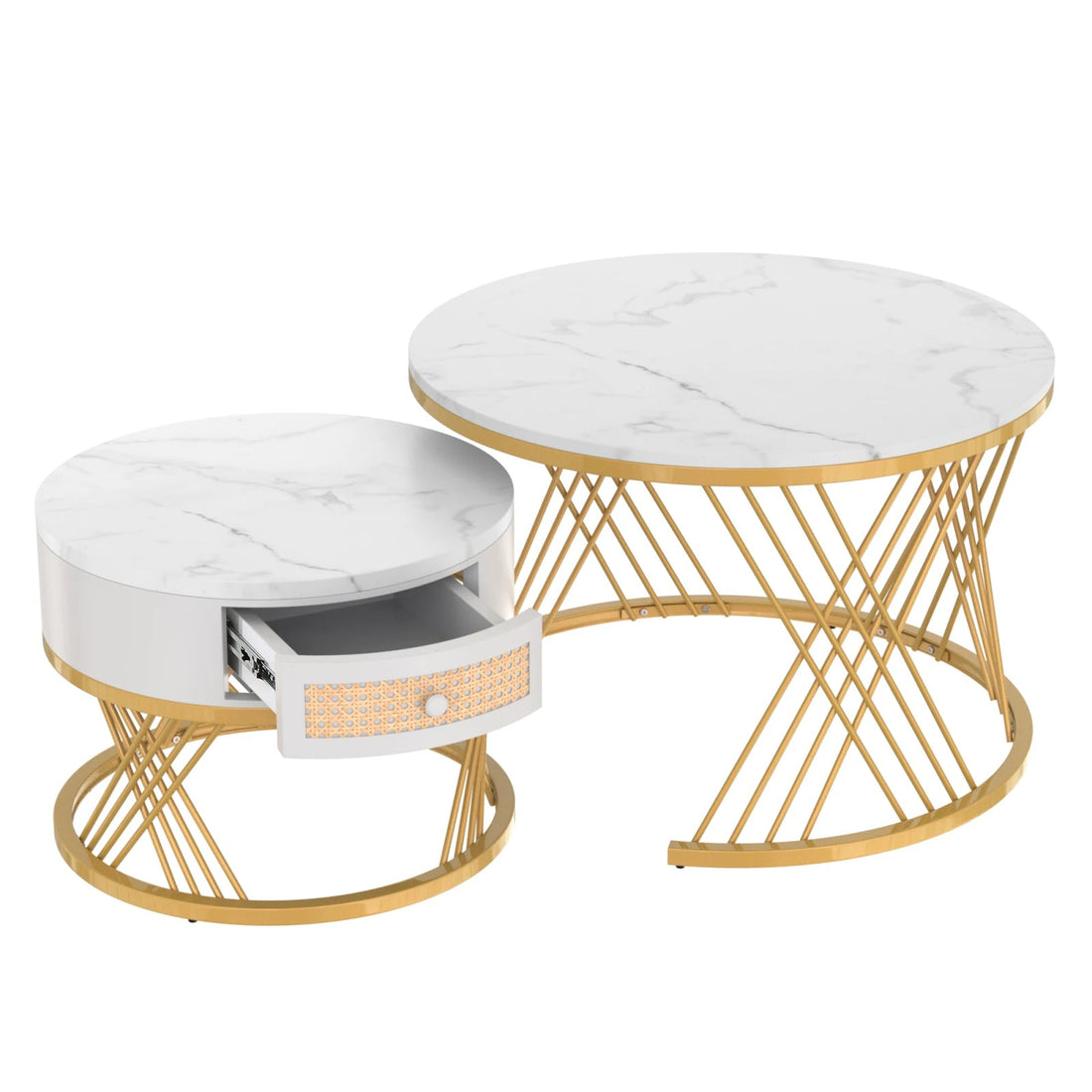 Table basse bois simple et ronde - 2 sets - vente privée 14:193Black Gold;200007763:201336101
