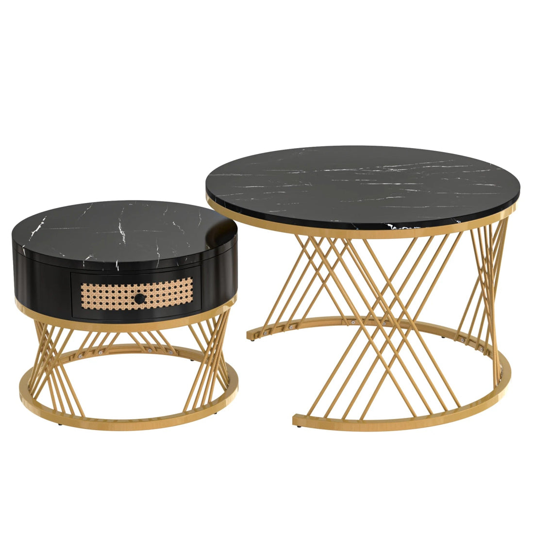 Table basse bois simple et ronde - 2 sets - vente privée 14:193Black Gold;200007763:201336101