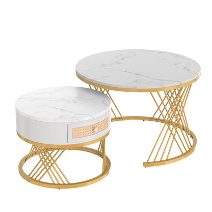 Table basse bois simple et ronde - 2 sets - vente privée 14:193Black Gold;200007763:201336101