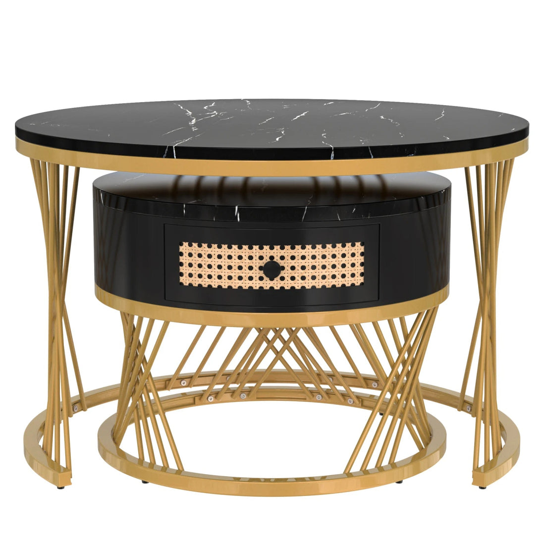 Table basse bois simple et ronde - 2 sets - vente privée 14:193Black Gold;200007763:201336101