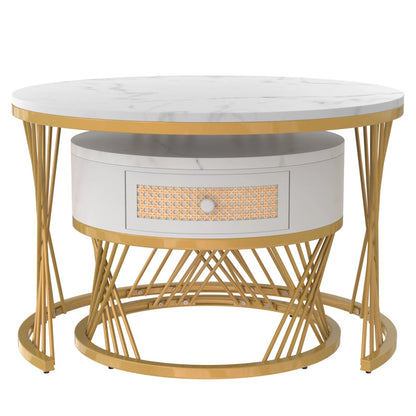 Table basse bois simple et ronde - 2 sets - vente privée 14:193Black Gold;200007763:201336101