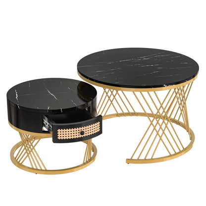 Table basse bois simple et ronde - 2 sets - vente privée 14:193Black Gold;200007763:201336101