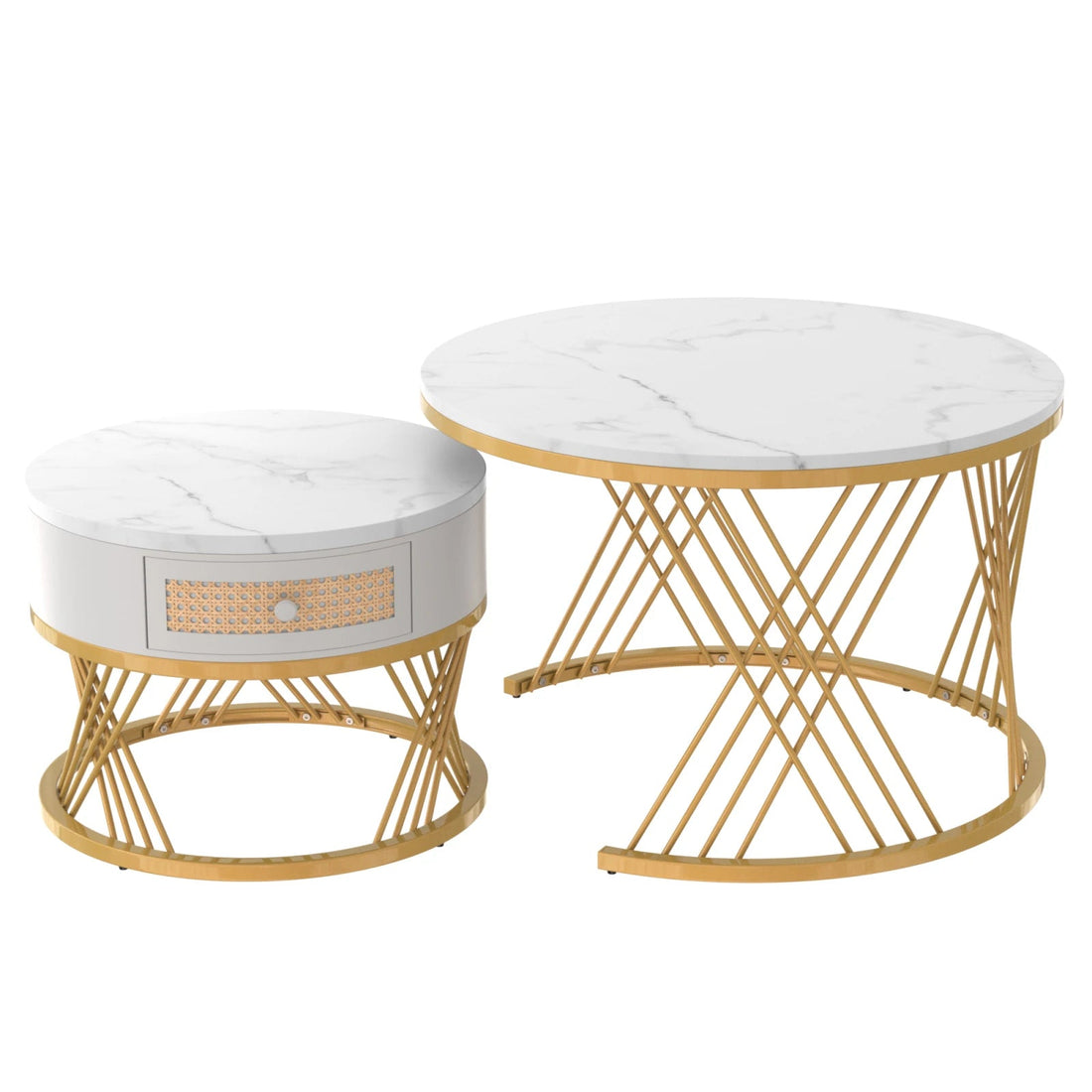 Table basse bois simple et ronde - 2 sets - vente privée 14:193Black Gold;200007763:201336101
