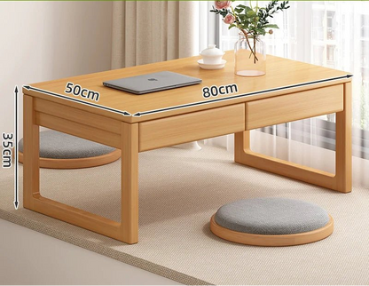 Table basse bureau japonais en bois naturel - vente privée 14:17380  wood  2 draws