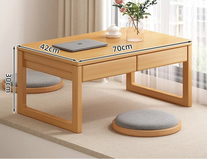 Table basse bureau japonais en bois naturel - vente privée 14:19370  wood  2 draws
