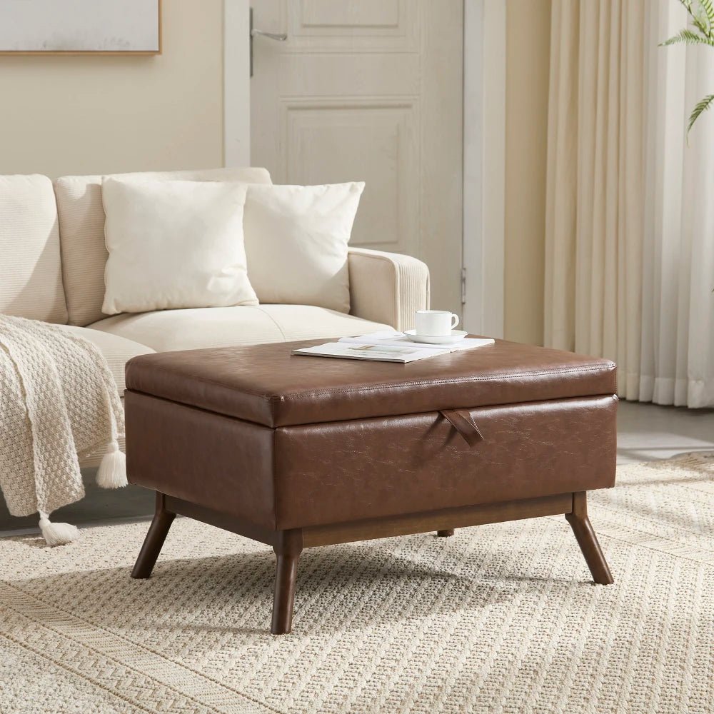 Table basse carré avec compartiment de rangement simple - vente privée 14:200844061Coffee + Microfiber;200007763:201336101