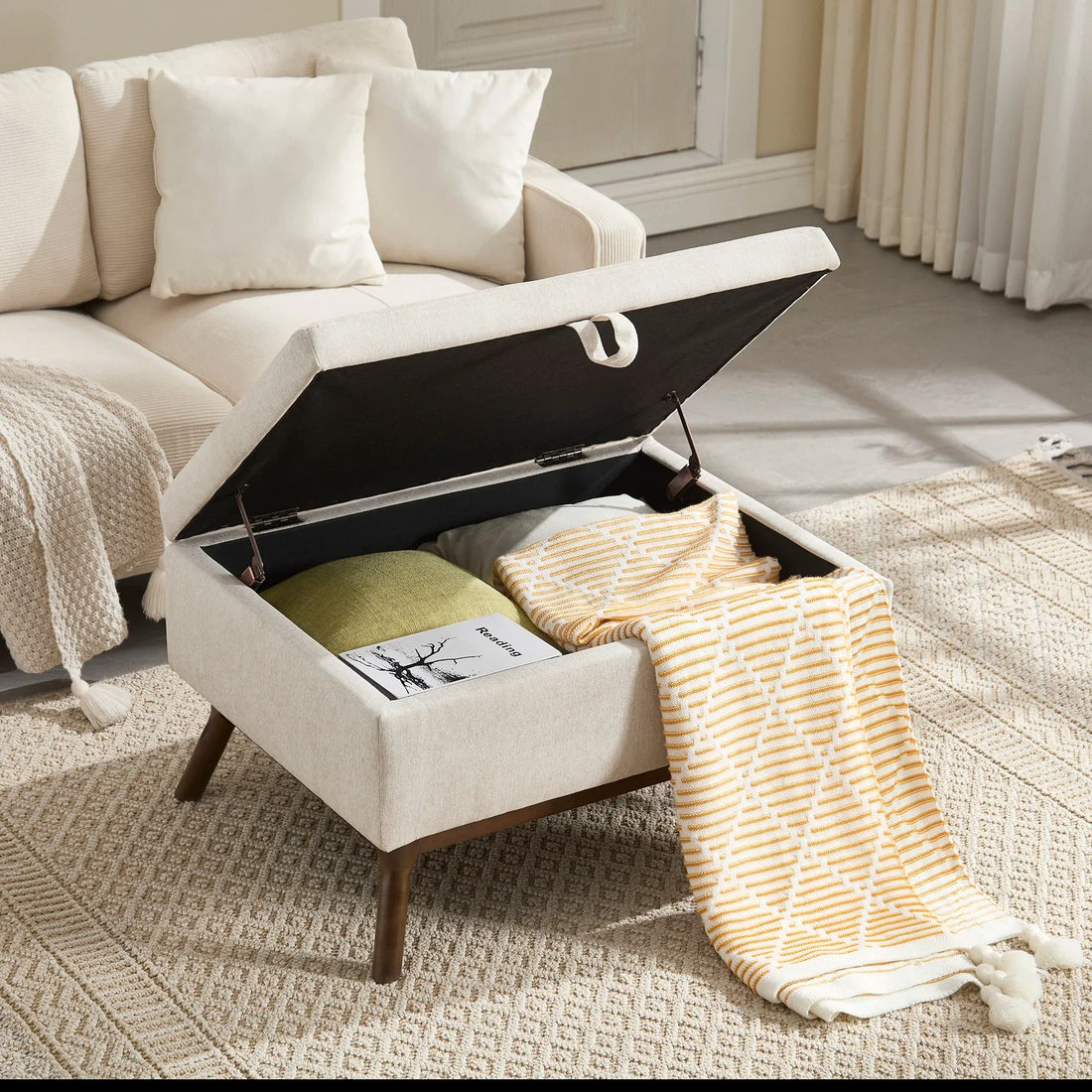 Table basse carré avec compartiment de rangement simple - vente privée 14:200844061Coffee + Microfiber;200007763:201336101