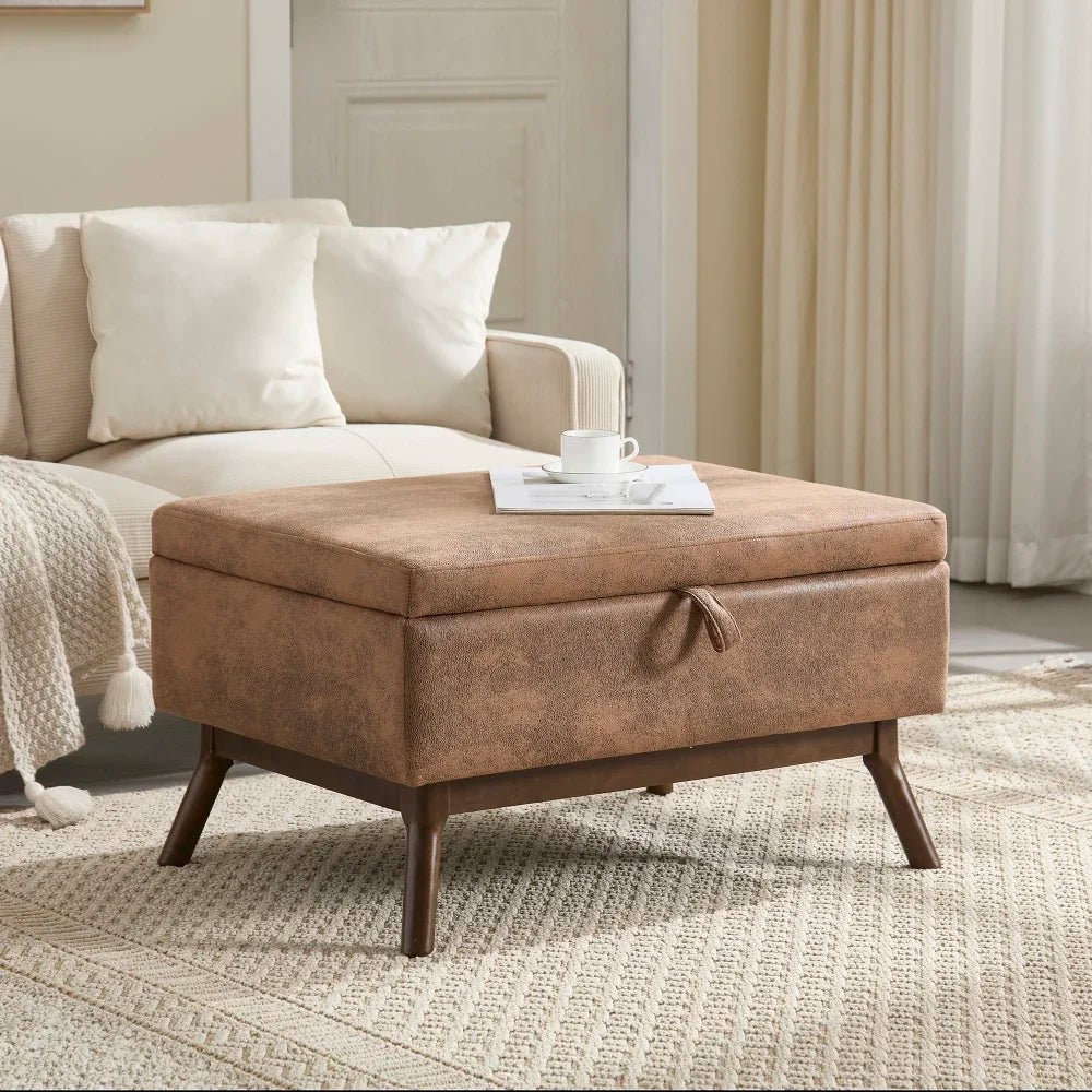Table basse carré avec compartiment de rangement simple - vente privée 14:200844061Coffee + Microfiber;200007763:201336101