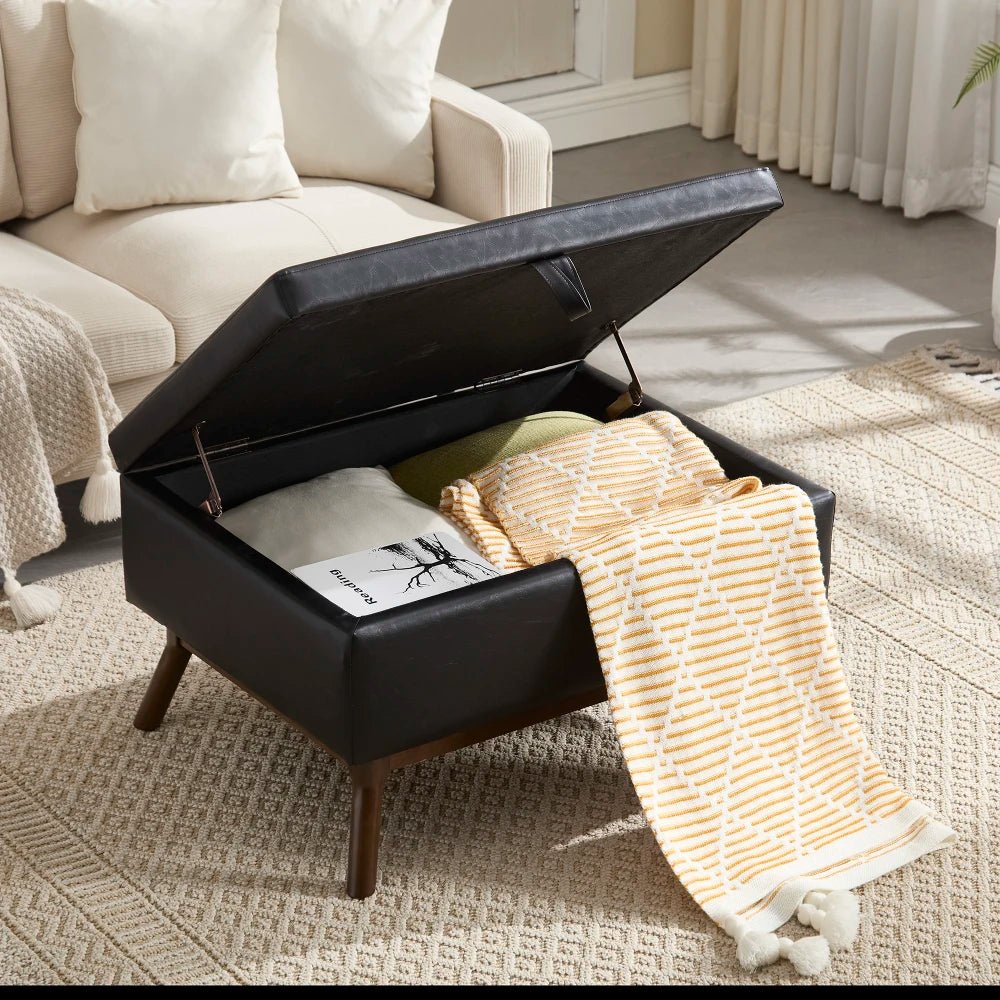 Table basse carré avec compartiment de rangement simple - vente privée 14:200844061Coffee + Microfiber;200007763:201336101