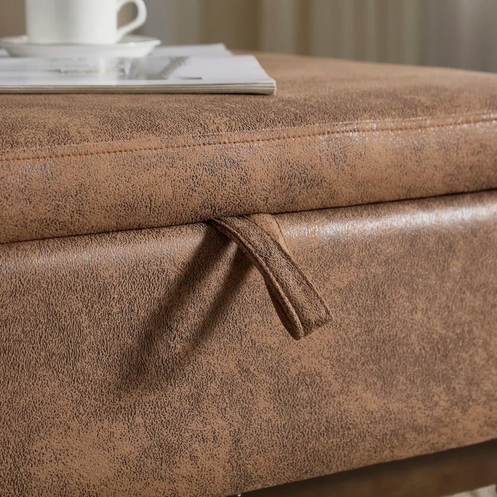 Table basse carré avec compartiment de rangement simple - vente privée 14:200844061Coffee + Microfiber;200007763:201336101