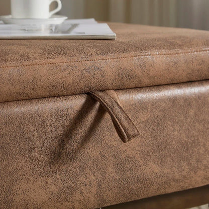 Table basse carré avec compartiment de rangement simple - vente privée 14:200844061Coffee + Microfiber;200007763:201336101