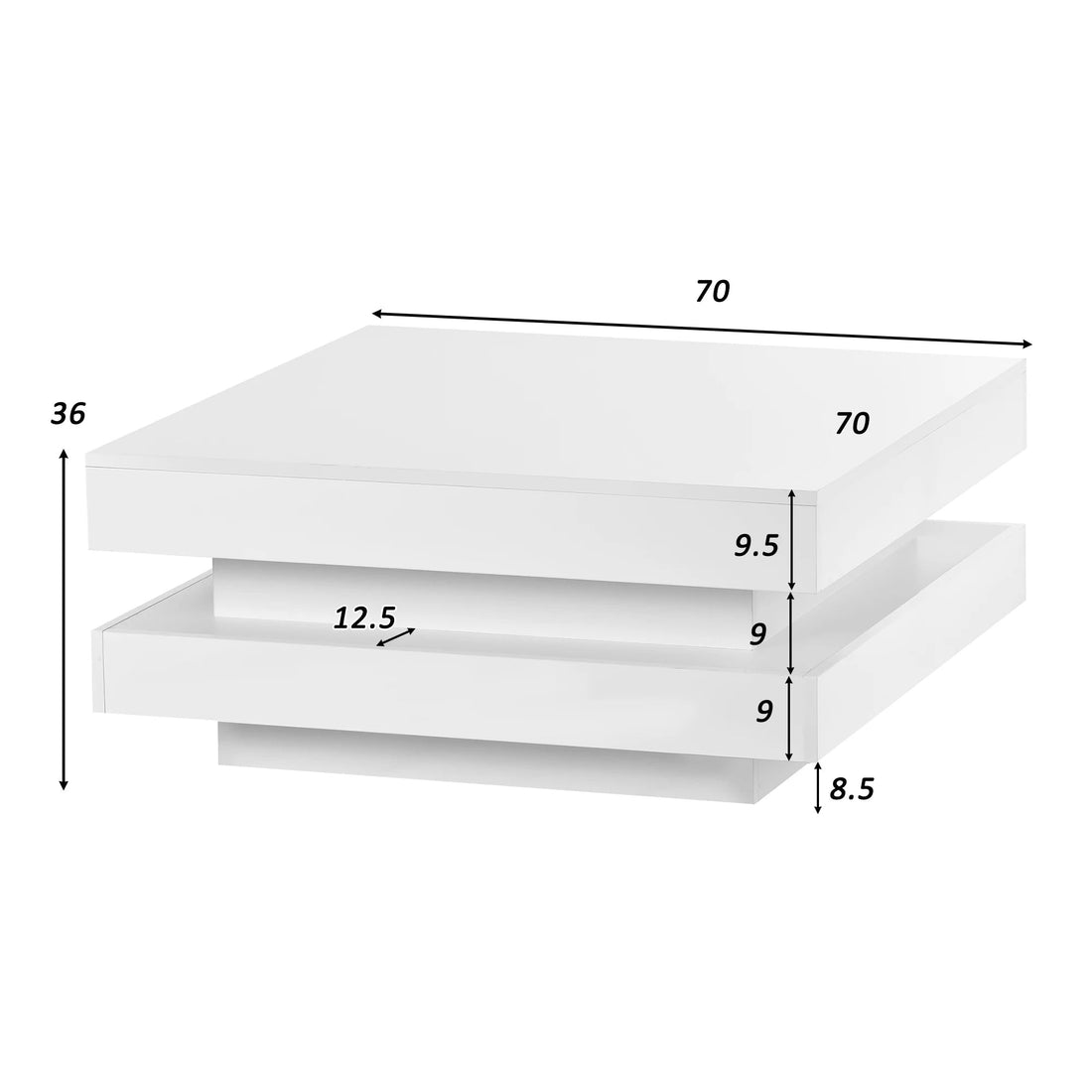 Table basse chic et moderne 70x70x36 cm - vente privée 14:29;200007763:201336101