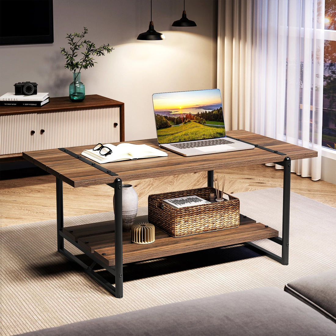 Table basse compagne à 2 niveaux - vente privée 14:200004889Black Walnut;200007763:203372089