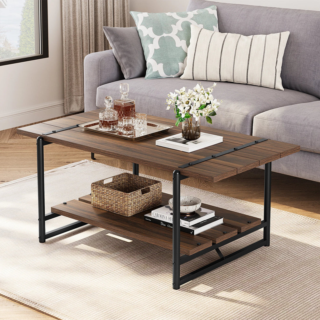 Table basse compagne à 2 niveaux - vente privée 14:200004889Black Walnut;200007763:203372089