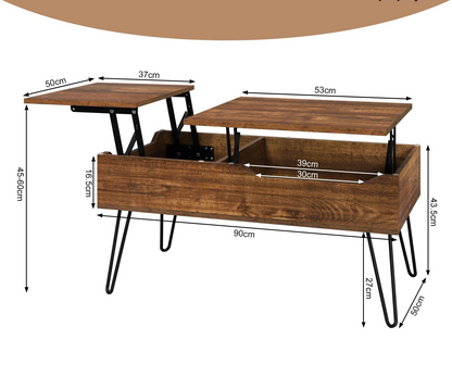 Table basse coulissante double plateau en bois - vente privée 14:200844062rustic brown;200007763:201336101