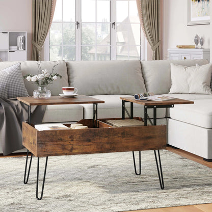 Table basse coulissante double plateau en bois - vente privée 14:200844062rustic brown;200007763:201336101