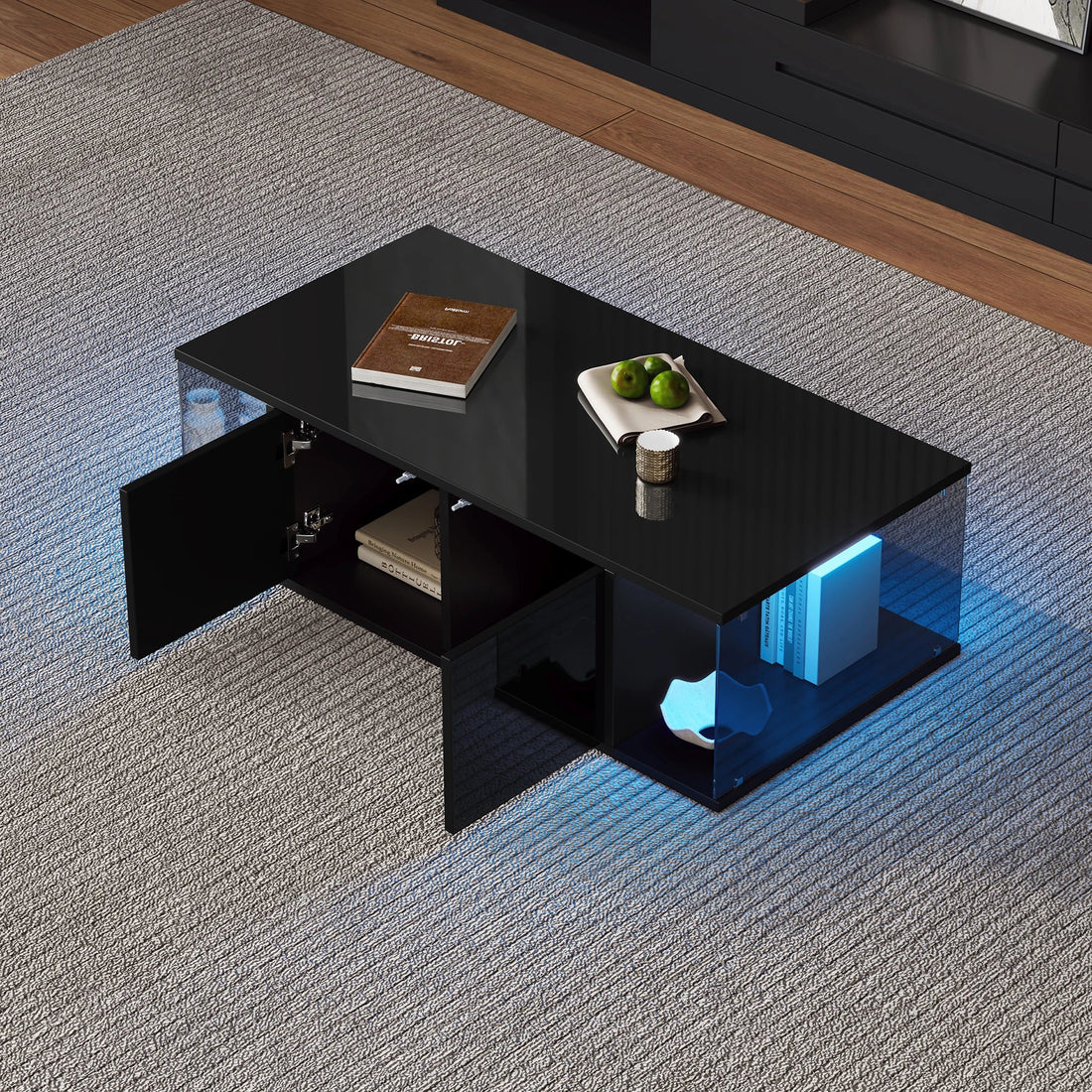 Table basse de salon noir en verre trompé - vente privée 14:193;200007763:201336101