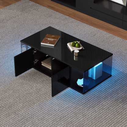 Table basse de salon noir en verre trompé - vente privée 14:193;200007763:201336101