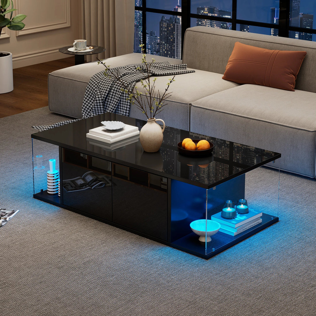 Table basse de salon noir en verre trompé - vente privée 14:193;200007763:201336101