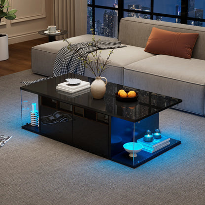 Table basse de salon noir en verre trompé - vente privée 14:193;200007763:201336101