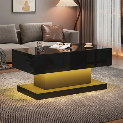 Table basse design blanc avec éclairage LED 100x50x45 Cm - vente privée 14:200844060CQY-white;200007763:201336101