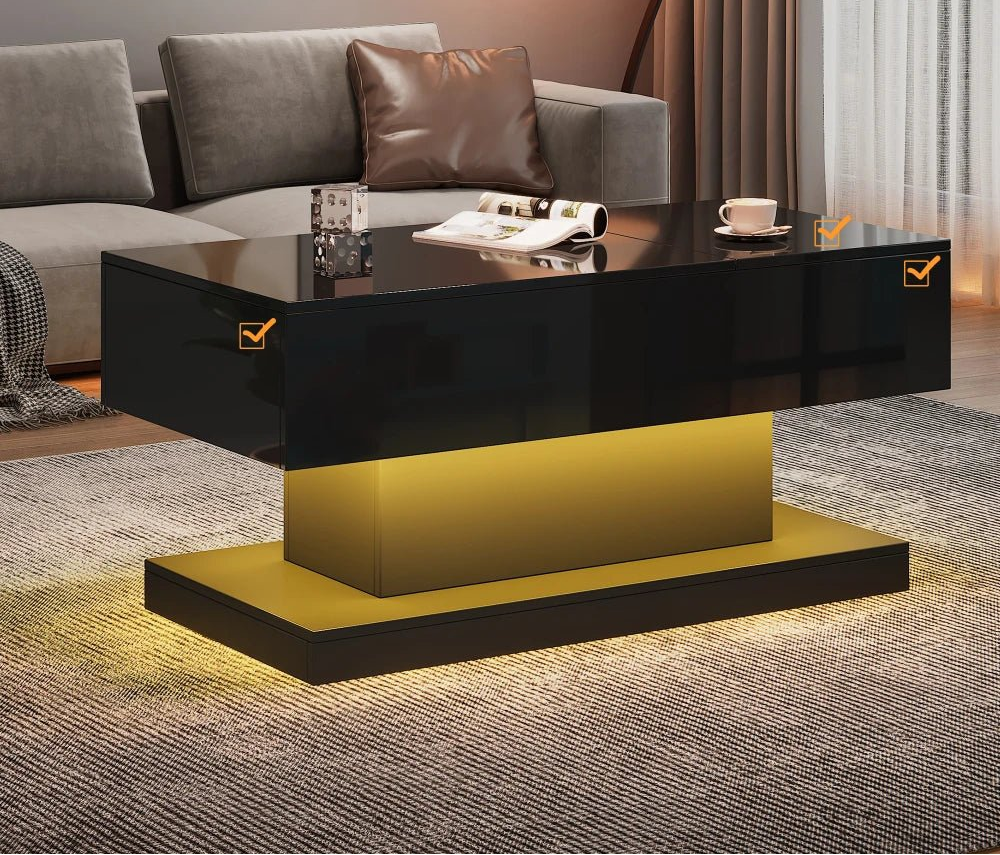 Table basse design blanc avec éclairage LED 100x50x45 Cm - vente privée 14:200844060CQY-white;200007763:201336101