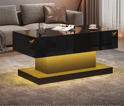 Table basse design blanc avec éclairage LED 100x50x45 Cm - vente privée 14:200844060CQY-white;200007763:201336101