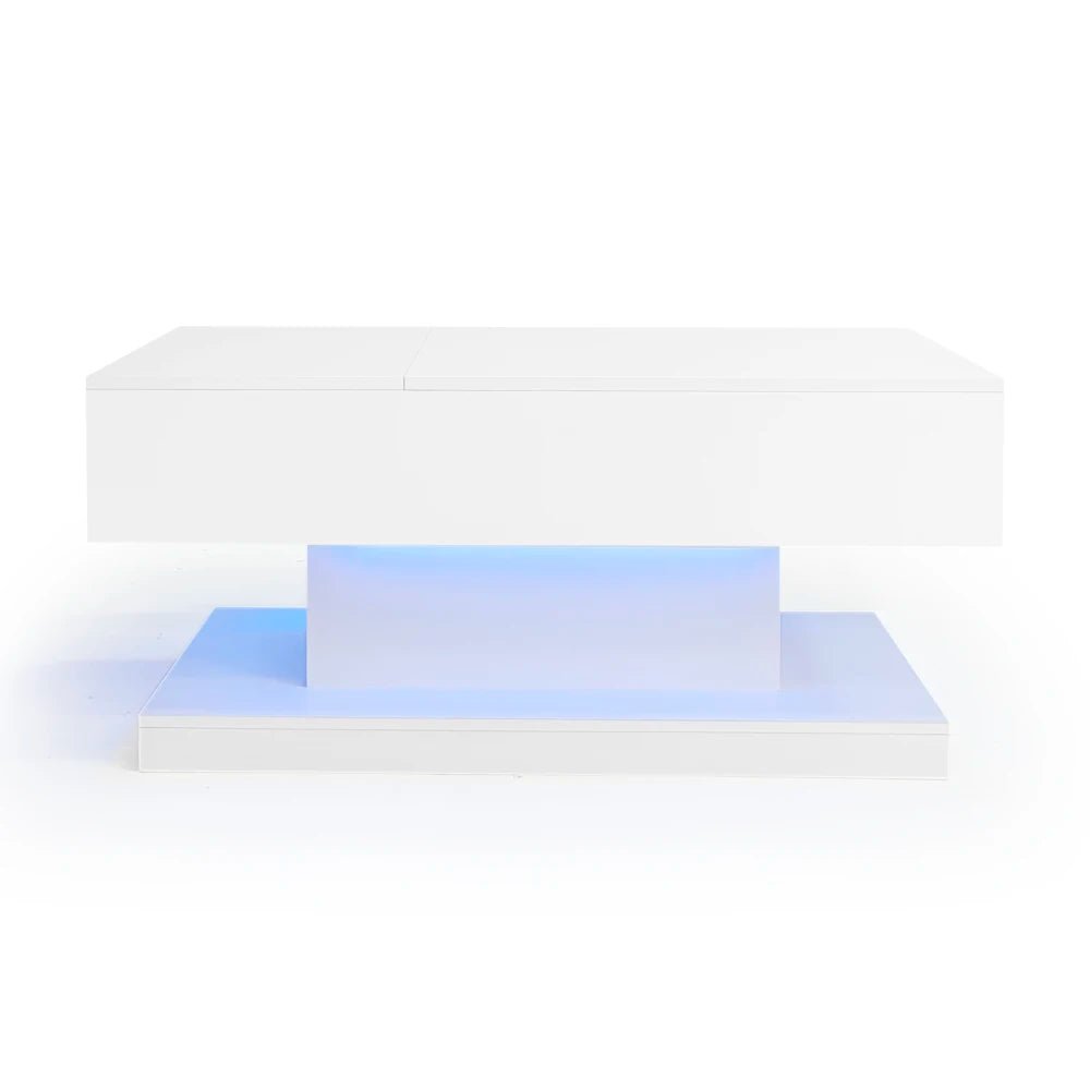 Table basse design blanc avec éclairage LED 100x50x45 Cm - vente privée 14:200844060CQY-white;200007763:201336101