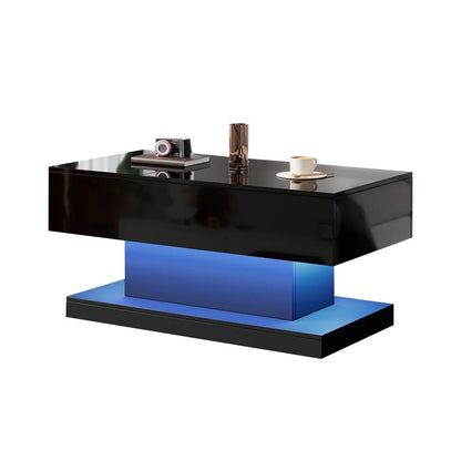 Table basse design blanc avec éclairage LED 100x50x45 Cm - vente privée 14:200844060CQY-white;200007763:201336101