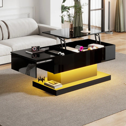 Table basse design blanc avec éclairage LED 100x50x45 Cm - vente privée 14:200844060CQY-white;200007763:201336101