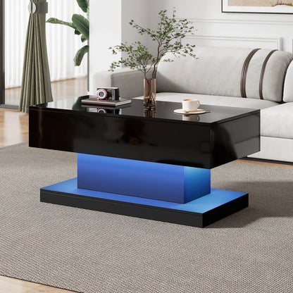 Table basse design blanc avec éclairage LED 100x50x45 Cm - vente privée 14:200844060CQY-white;200007763:201336101