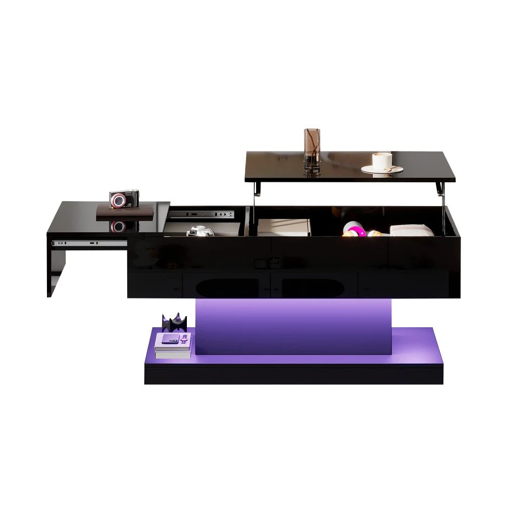 Table basse design blanc avec éclairage LED 100x50x45 Cm - vente privée 14:200844060CQY-white;200007763:201336101