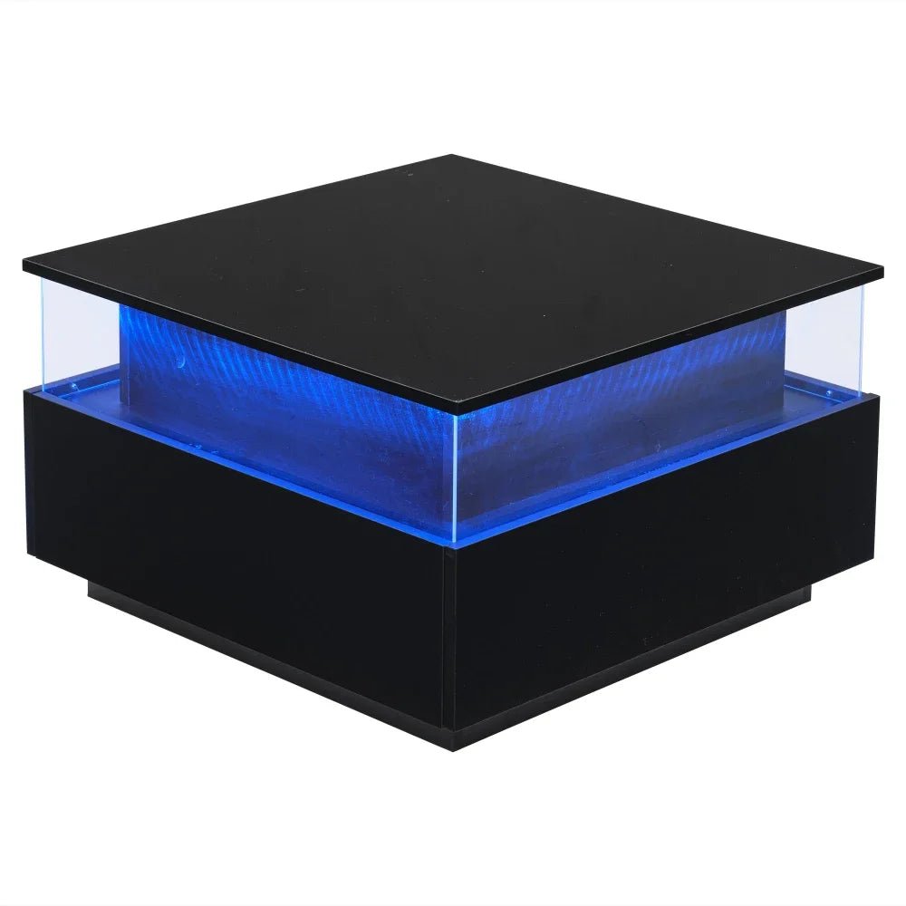 Table basse design moderne avec led 70*70*41cm - vente privée 14:200004889CQY-black;200007763:201336101