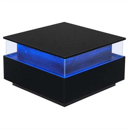 Table basse design moderne avec led 70*70*41cm - vente privée 14:200004889CQY-black;200007763:201336101