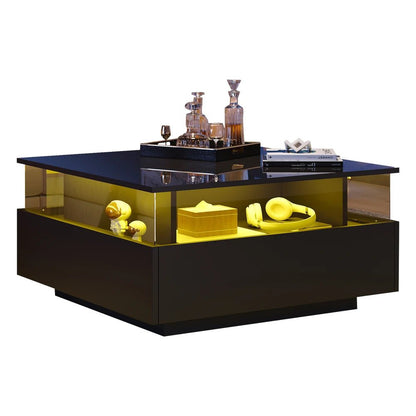 Table basse design moderne avec led 70*70*41cm - vente privée 14:200004889CQY-black;200007763:201336101