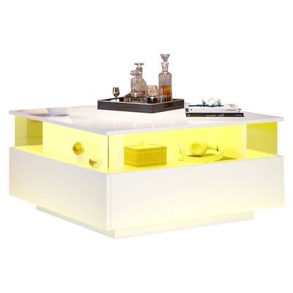 Table basse design moderne avec led 70*70*41cm - vente privée 14:200004889CQY-black;200007763:201336101