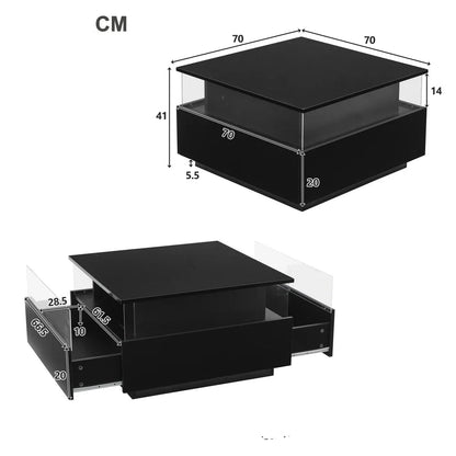 Table basse design moderne avec led 70*70*41cm - vente privée 14:200004889CQY-black;200007763:201336101