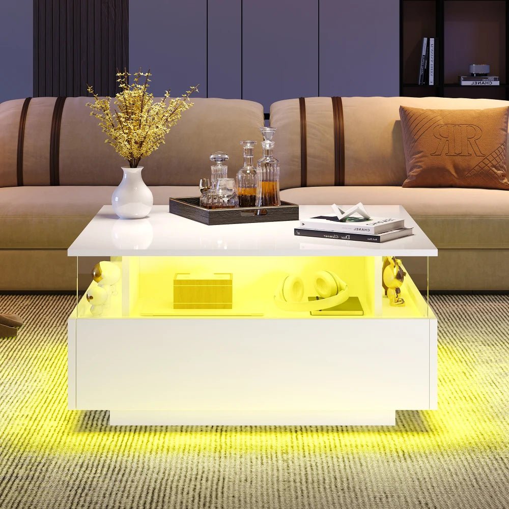 Table basse design moderne avec led 70*70*41cm - vente privée 14:200004889CQY-black;200007763:201336101